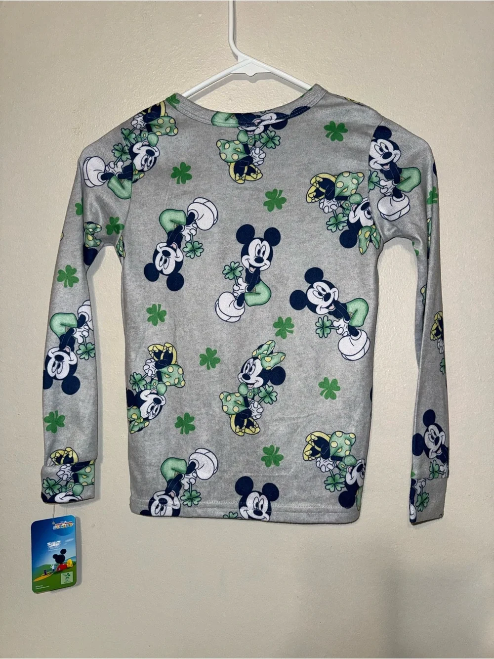 The Children's Place Gray Long-Sleeve Top with Green & Navy Mickey Print